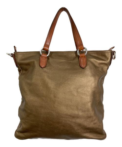 RALPH LAUREN（ラルフローレン）RALPH LAUREN (ラルフローレン) ビッグポニー型押しレザートートバッグ ブロンズ サイズ:実寸参照の古着・服飾アイテム