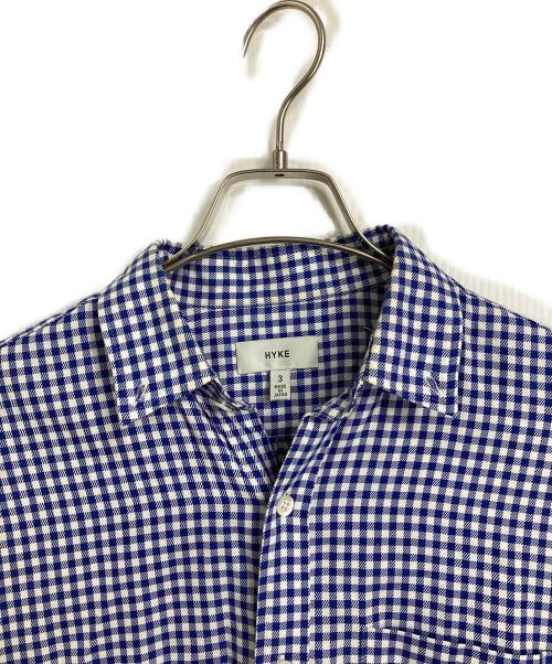 HYKE（ハイク）HYKE (ハイク) チェック シャツワンピース　ロングワンピース　マキシワンピース　デザインワンピース　日本製　20SS ホワイト×ブルー サイズ:3の古着・服飾アイテム