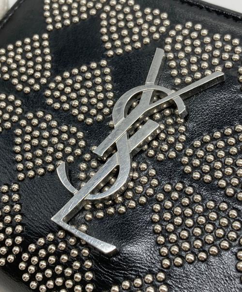 Saint Laurent Paris（サンローランパリ）Saint Laurent Paris (サンローランパリ) ハートスタッズ二つ折り財布 ブラック サイズ:実寸参照の古着・服飾アイテム