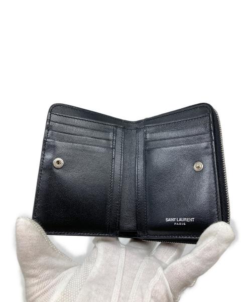 Saint Laurent Paris（サンローランパリ）Saint Laurent Paris (サンローランパリ) ハートスタッズ二つ折り財布 ブラック サイズ:実寸参照の古着・服飾アイテム