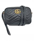 GUCCIグッチ）の古着「GG マーモント レザーショルダーバッグ」｜ブラック