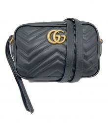 GUCCI（グッチ）の古着「GG マーモント レザーショルダーバッグ」｜ブラック