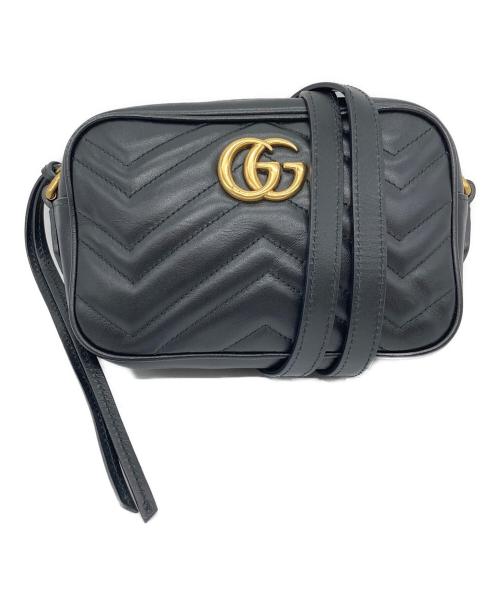 GUCCI（グッチ）GUCCI (グッチ) GG マーモント レザーショルダーバッグ ブラック サイズ:実寸参照の古着・服飾アイテム