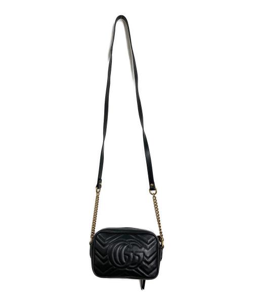 GUCCI（グッチ）GUCCI (グッチ) GG マーモント レザーショルダーバッグ ブラック サイズ:実寸参照の古着・服飾アイテム