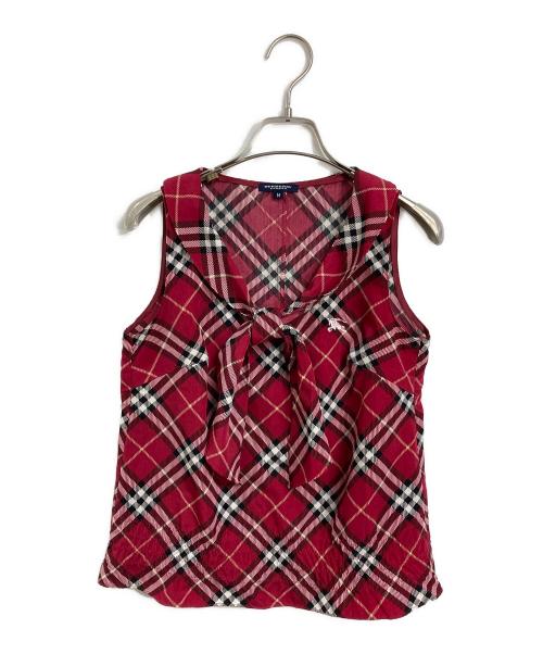 BURBERRY（バーバリー）BURBERRY (バーバリー) ノバチェックブラウス　ノースリーブブラウス レッド サイズ:Mの古着・服飾アイテム