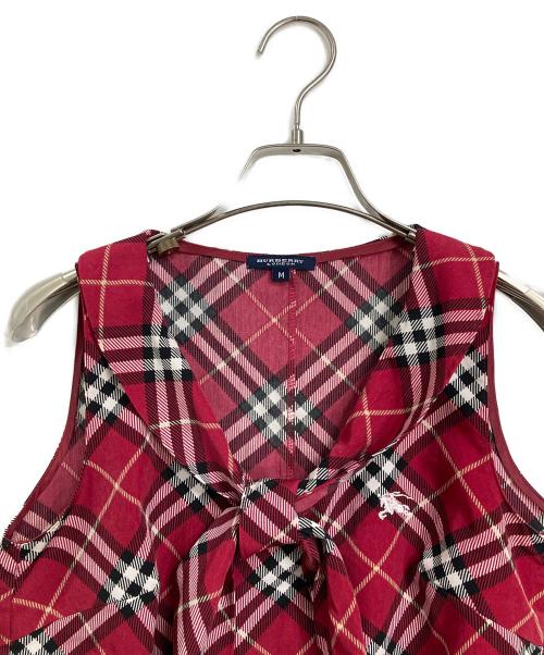 BURBERRY（バーバリー）BURBERRY (バーバリー) ノバチェックブラウス　ノースリーブブラウス レッド サイズ:Mの古着・服飾アイテム