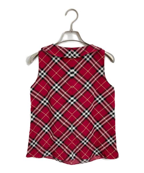 BURBERRY（バーバリー）BURBERRY (バーバリー) ノバチェックブラウス　ノースリーブブラウス レッド サイズ:Mの古着・服飾アイテム