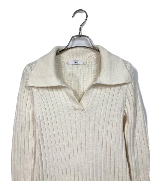 OBLI（オブリ）OBLI (オブリ) カラーリブニットワンピース  ホワイト サイズ:1の古着・服飾アイテム