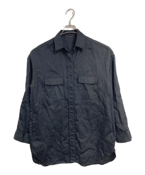 DEUXIEME CLASSE（ドゥーズィエム クラス）DEUXIEME CLASSE (ドゥーズィエム クラス) Linen shirt ジャケット　リネンシャツジャケット　ライトアウター　日本製 ブラック サイズ:実寸参照の古着・服飾アイテム