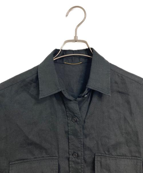 DEUXIEME CLASSE（ドゥーズィエム クラス）DEUXIEME CLASSE (ドゥーズィエム クラス) Linen shirt ジャケット　リネンシャツジャケット　ライトアウター　日本製 ブラック サイズ:実寸参照の古着・服飾アイテム