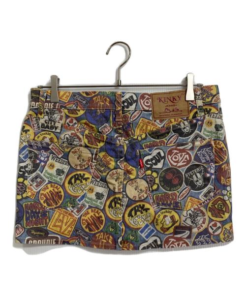 Hysteric Glamour（ヒステリックグラマー）Hysteric Glamour (ヒステリックグラマー) WAPPEN REMIX柄 ローライズミニスカート マルチカラー サイズ:W26の古着・服飾アイテム