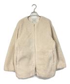 green label relaxingグリーンレーベルリラクシング）の古着「ボア ノーカラー ブルゾン　ボアジャケット　アウター」｜ベージュ