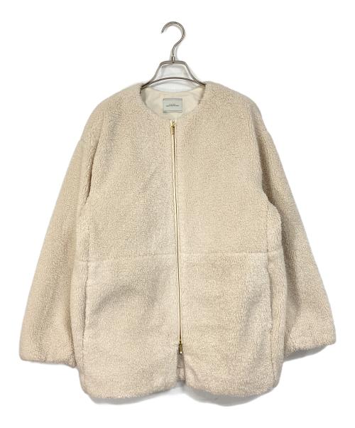 green label relaxing（グリーンレーベルリラクシング）green label relaxing (グリーンレーベルリラクシング) ボア ノーカラー ブルゾン　ボアジャケット　アウター ベージュ サイズ:FREEの古着・服飾アイテム