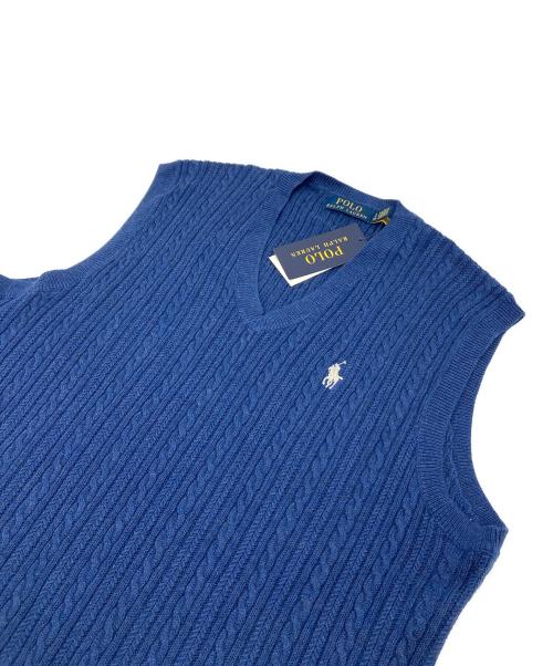 POLO RALPH LAUREN（ポロ・ラルフローレン）POLO RALPH LAUREN (ポロ・ラルフローレン) ケーブルニットベスト　コットンニットベスト ネイビー サイズ:Sの古着・服飾アイテム
