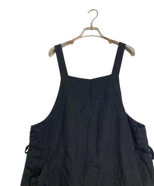 TISSU（ティシュ）TISSU (ティシュ) サイドギャザーサロペット　リネン100％ ブラック サイズ:1の古着・服飾アイテム