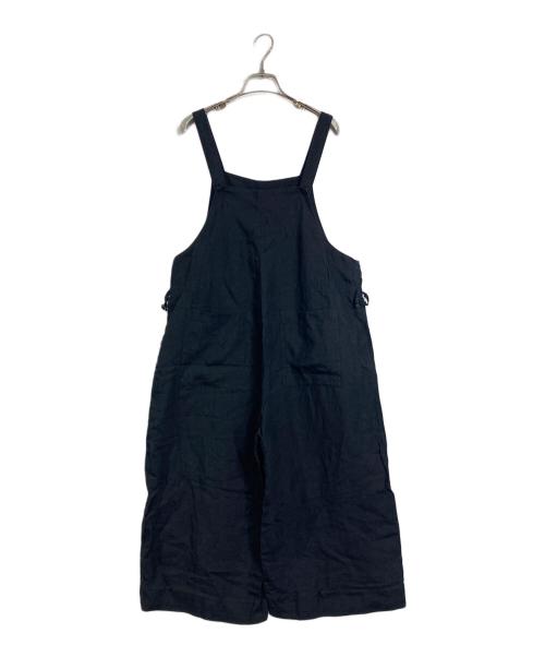 TISSU（ティシュ）TISSU (ティシュ) サイドギャザーサロペット　リネン100％ ブラック サイズ:1の古着・服飾アイテム