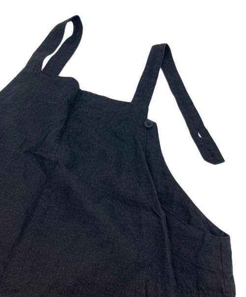 TISSU（ティシュ）TISSU (ティシュ) サイドギャザーサロペット　リネン100％ ブラック サイズ:1の古着・服飾アイテム