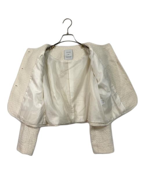 FLUTTER（フラッター）FLUTTER (フラッター) ノーカラーツイードジャケット アイボリー サイズ:実寸参照の古着・服飾アイテム