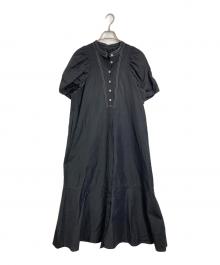 machatt（マチャット）の古着「パフスリーブワンピース　半袖ワンピース　ロングワンピース　マキシワンピース」｜ブラック