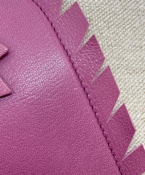 Yves Saint Laurent（イヴサンローラン）Yves Saint Laurent (イヴサンローラン) リヴゴーシュ ハート モチーフ レザー キャンバス トート バッグ ベージュ×ピンク サイズ:実寸参照の古着・服飾アイテム