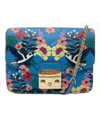 FURLAフルラ）の古着「Metropolis Bird Print Bag  メトロポリスバードプリントバッグ　ショルダーバッグ」｜ブルー