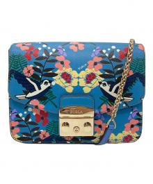 FURLA（フルラ）の古着「Metropolis Bird Print Bag  メトロポリスバードプリントバッグ　ショルダーバッグ」｜ブルー