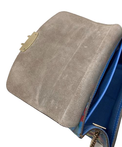 FURLA（フルラ）FURLA (フルラ) Metropolis Bird Print Bag  メトロポリスバードプリントバッグ　ショルダーバッグ ブルー サイズ:実寸参照の古着・服飾アイテム