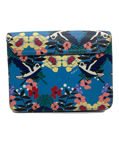 FURLA（フルラ）FURLA (フルラ) Metropolis Bird Print Bag  メトロポリスバードプリントバッグ　ショルダーバッグ ブルー サイズ:実寸参照の古着・服飾アイテム