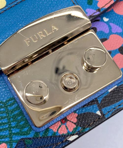 FURLA（フルラ）FURLA (フルラ) Metropolis Bird Print Bag  メトロポリスバードプリントバッグ　ショルダーバッグ ブルー サイズ:実寸参照の古着・服飾アイテム