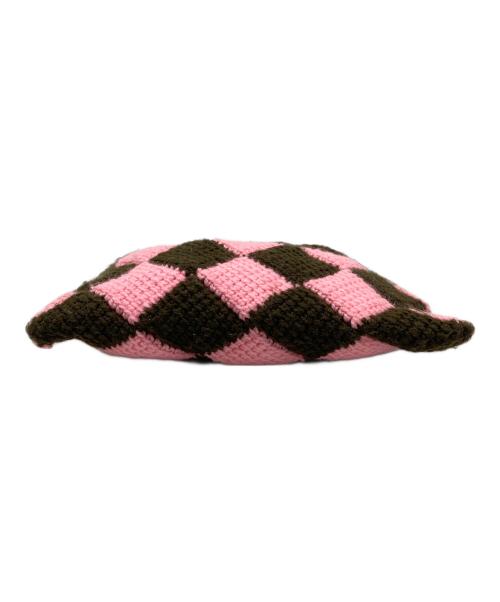 MARNI KIDS（マルニ キッズ）MARNI KIDS (マルニ キッズ) DIAMOND CROCHET  ダイヤモンドクロッシェ　ハンドバッグ　ニットバッグ　ミニバッグ ブラウン×ピンク サイズ:実寸参照の古着・服飾アイテム