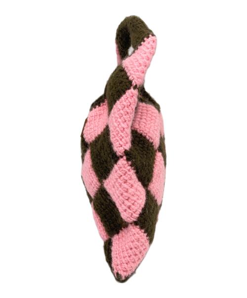 MARNI KIDS（マルニ キッズ）MARNI KIDS (マルニ キッズ) DIAMOND CROCHET  ダイヤモンドクロッシェ　ハンドバッグ　ニットバッグ　ミニバッグ ブラウン×ピンク サイズ:実寸参照の古着・服飾アイテム
