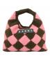 MARNI KIDS（マルニ キッズ）の古着「DIAMOND CROCHET  ダイヤモンドクロッシェ　ハンドバッグ　ニットバッグ　ミニバッグ」｜ブラウン×ピンク