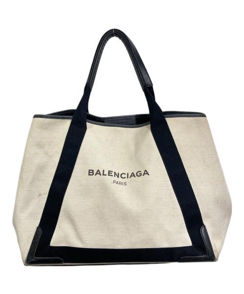 BALENCIAGA（バレンシアガ）BALENCIAGA (バレンシアガ) カバスM トートバッグ　旅行 トラベル タウンユース ホワイト×ブラック サイズ:実寸参照の古着・服飾アイテム