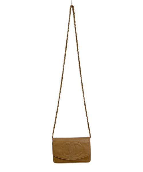 CHANEL（シャネル）CHANEL (シャネル) キャビアスキン チェーンウォレット バッグ　ミニバッグ　ショルダーバッグ　セレモニー ベージュ サイズ:実寸参照の古着・服飾アイテム
