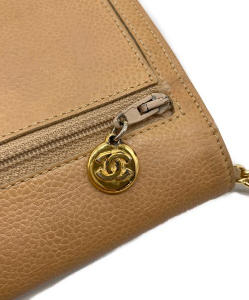 CHANEL（シャネル）CHANEL (シャネル) キャビアスキン チェーンウォレット バッグ　ミニバッグ　ショルダーバッグ　セレモニー ベージュ サイズ:実寸参照の古着・服飾アイテム