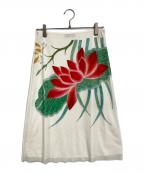 VIVIENNE TAMヴィヴィアンタム）の古着「LOTUS PRINT SKIRT  ロータスプリントスカート　花柄　25AW」｜アイボリー