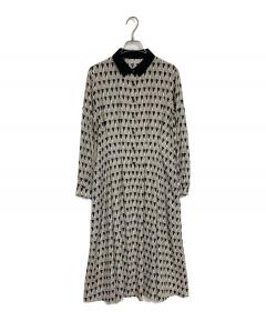 クリスチャンディオール シルク ロング ワンピース ホワイトベージュ柄 中古・古着通販】Christian Dior (クリスチャン ディオール) シルク
