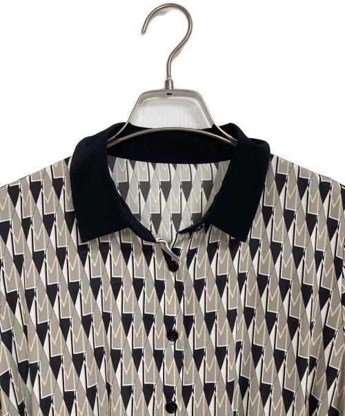 MACKINTOSH PHILOSOPHY（マッキントッシュ フィロソフィー）MACKINTOSH PHILOSOPHY (マッキントッシュ フィロソフィー) Ｍダイヤモンドシェイプパターンプリントワンピース　ロングワンピース　総柄 グレー×ブラック サイズ:実寸参照の古着・服飾アイテム
