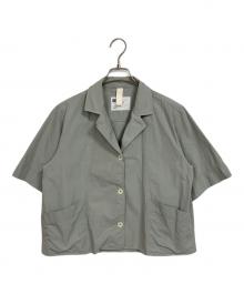 MHL（エムエイチエル）の古着「WASHED COTTON SHIRTING  ウォッシュドコットンシャーティング  半袖シャツ　シャツジャケット　日本製」｜グリーン