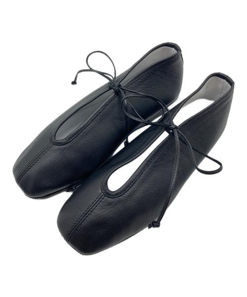 SUI（スイ）SUI (スイ) LACE UP BALLET レースアップバレエシューズ　フラットシューズ　日本製　北欧、暮らしの道具店 ブラック サイズ:22 1/2の古着・服飾アイテム