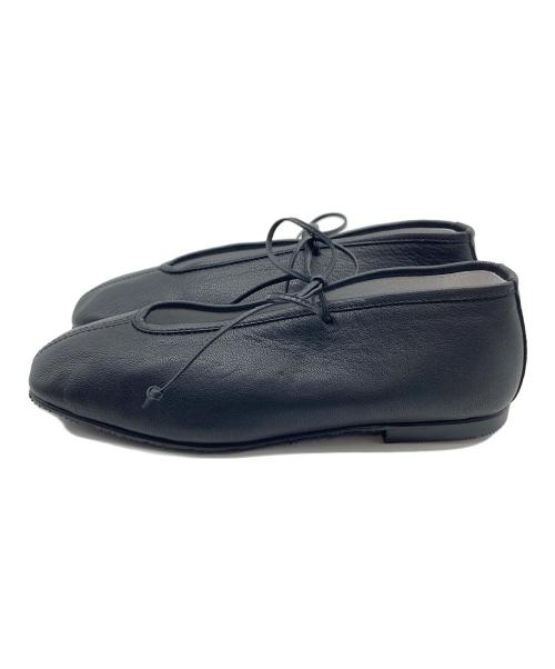 SUI（スイ）SUI (スイ) LACE UP BALLET レースアップバレエシューズ　フラットシューズ　日本製　北欧、暮らしの道具店 ブラック サイズ:22 1/2の古着・服飾アイテム
