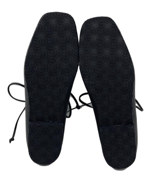 SUI（スイ）SUI (スイ) LACE UP BALLET レースアップバレエシューズ　フラットシューズ　日本製　北欧、暮らしの道具店 ブラック サイズ:22 1/2の古着・服飾アイテム