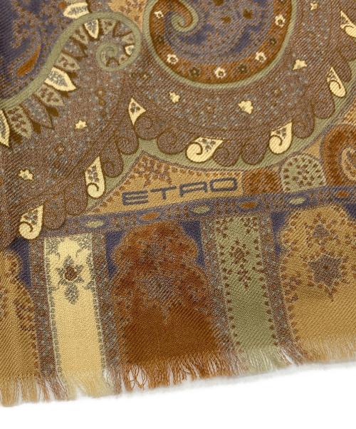 ETRO（エトロ）ETRO (エトロ) ストール　総柄　イタリア製 ベージュ サイズ:実寸参照の古着・服飾アイテム