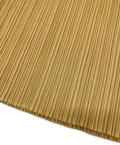 PLEATS PLEASE（プリーツプリーズ）PLEATS PLEASE (プリーツプリーズ) ハイネック ロングスリーブ プリーツ カットソー　ロングスリーブカットソー　デザインカットソー　日本製 イエロー サイズ:FREEの古着・服飾アイテム