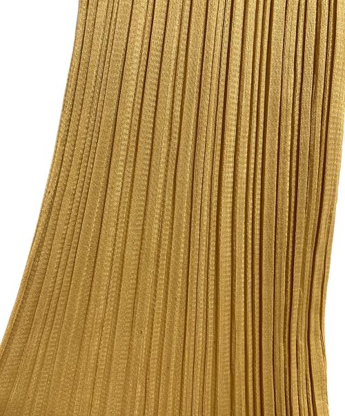 PLEATS PLEASE（プリーツプリーズ）PLEATS PLEASE (プリーツプリーズ) ハイネック ロングスリーブ プリーツ カットソー　ロングスリーブカットソー　デザインカットソー　日本製 イエロー サイズ:FREEの古着・服飾アイテム