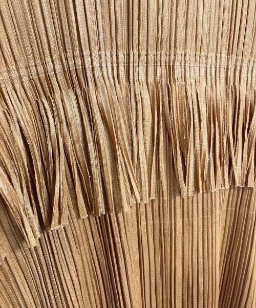 PLEATS PLEASE（プリーツプリーズ）PLEATS PLEASE (プリーツプリーズ) フリンジプリーツシャツ　デザインシャツ　日本製 オレンジ サイズ:3の古着・服飾アイテム