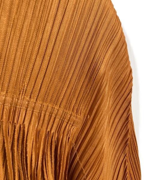 PLEATS PLEASE（プリーツプリーズ）PLEATS PLEASE (プリーツプリーズ) フリンジプリーツシャツ　デザインシャツ　日本製 オレンジ サイズ:3の古着・服飾アイテム