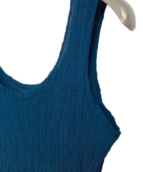 me ISSEY MIYAKE（ミーイッセイ ミヤケ）me ISSEY MIYAKE (ミーイッセイ ミヤケ) 後染めシワ加工ワンピース　ロングワンピース　デザインワンピース ネイビー サイズ:実寸参照の古着・服飾アイテム