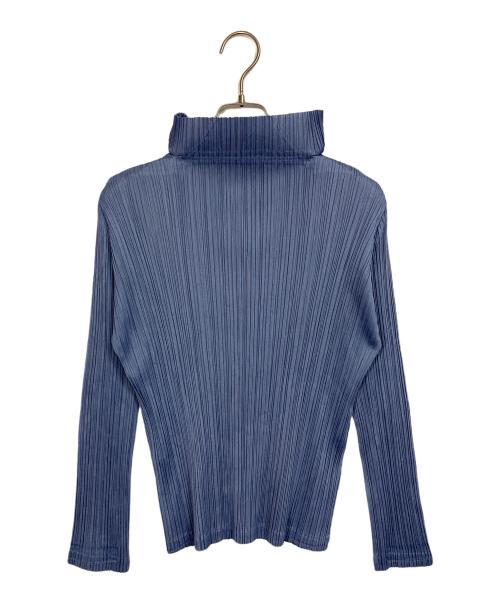 PLEATS PLEASE（プリーツプリーズ）PLEATS PLEASE (プリーツプリーズ) ハネックプリーツカットソー　デザインカットソー　デザインカットソー　ロングスリーブカットソー　日本製 ブルー サイズ:3の古着・服飾アイテム