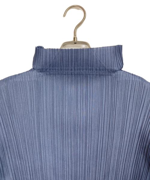 PLEATS PLEASE（プリーツプリーズ）PLEATS PLEASE (プリーツプリーズ) ハネックプリーツカットソー　デザインカットソー　デザインカットソー　ロングスリーブカットソー　日本製 ブルー サイズ:3の古着・服飾アイテム